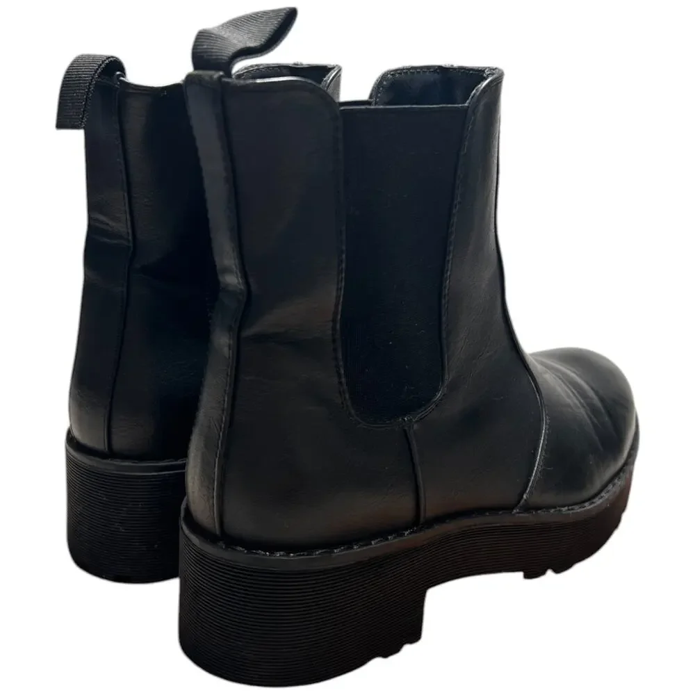 DIRTY LAUNDRY Monet Chelsea Boots Women's 8 Black Platform Rugged Lug Sole READ